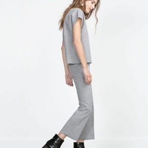 Zara set of grey cropped trouser and shirt